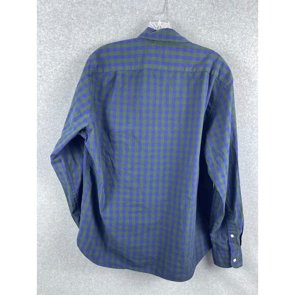 J Crew Button Down Shirt Men's L Blue Green Gingham Checks Long Sleeve Preppy - Picture 5 of 8